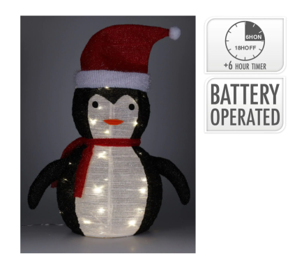 Koopman Pinguin, Gartenfigur mit 30 warmweißen LEDs, 68cm, Warmweiß, AZX100010